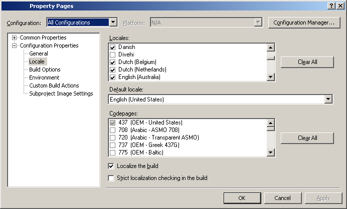 Windows CE6 Locale Properties